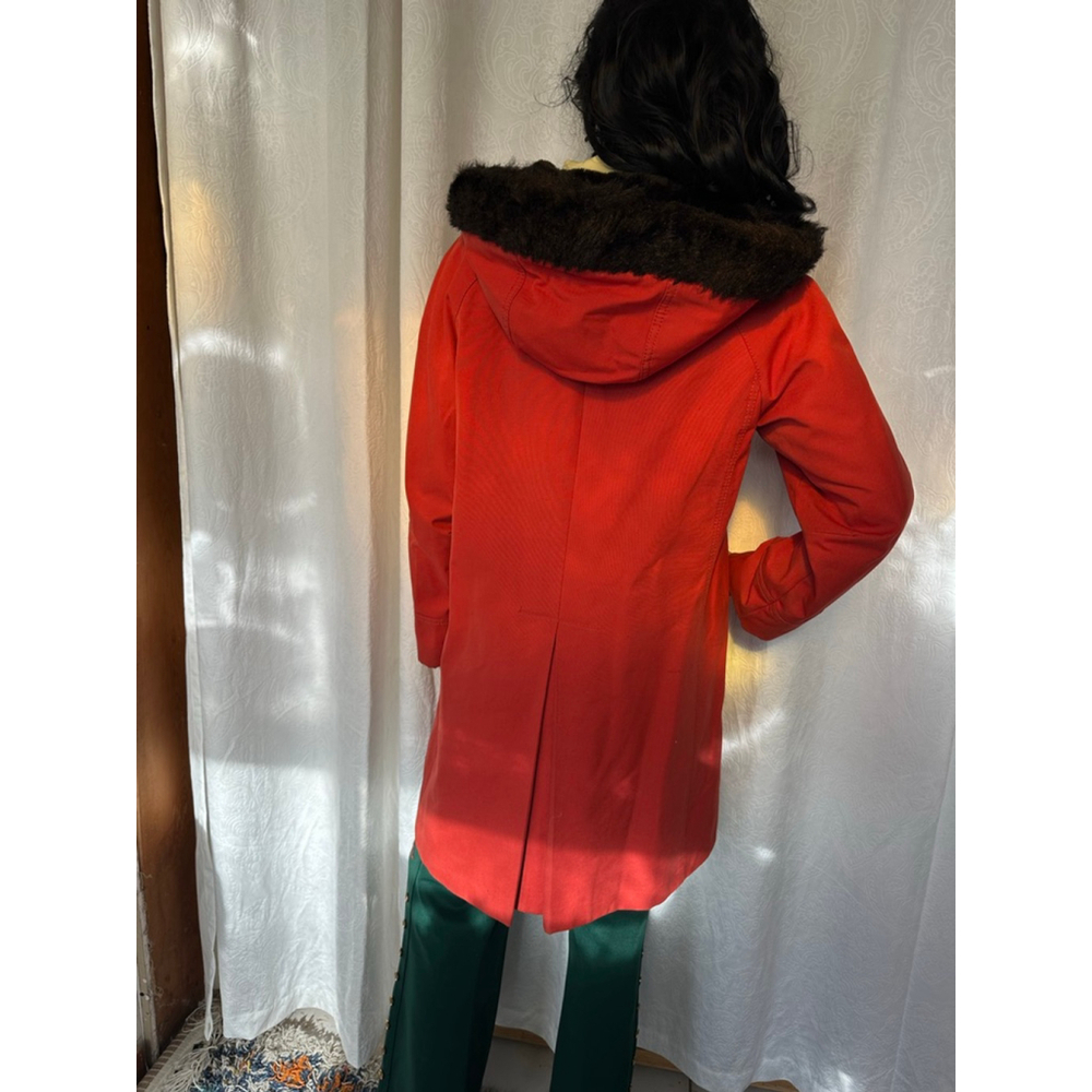 Vintage 1960s Forecaster of Boston Rust Hood Coat w Faux Fur Lining Mod |Indie-M - Picture 3 of 14